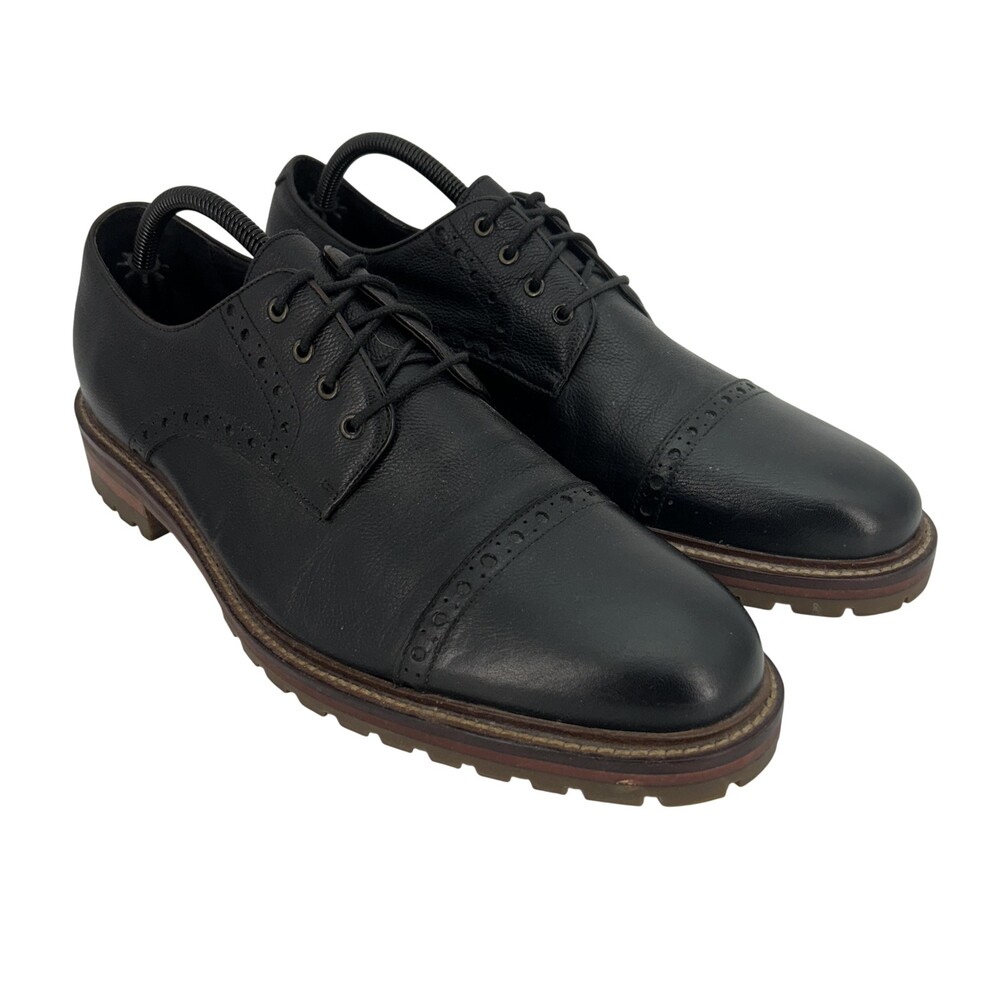 Johnston & Murphy Shoes Mens Size 10.5M Leather Brogue Derby Lug Sole Dress